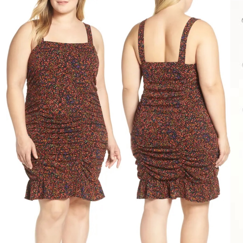 LEITH Floral Ruched Dress